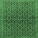 Square Machine Washable Persian Emerald Green Traditional Area Rugs, wshtr4605emgrn