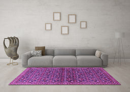 Machine Washable Persian Purple Traditional Area Rugs in a Living Room, wshtr4605pur