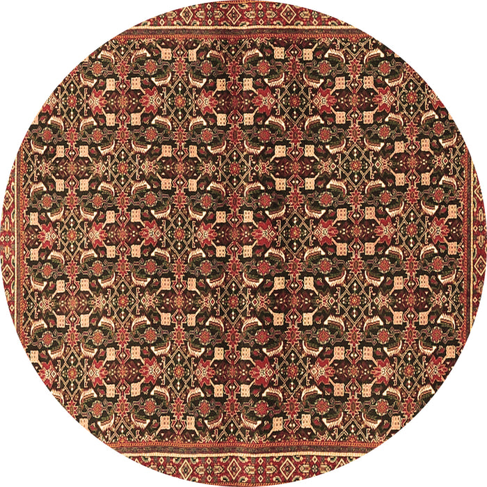 Round Machine Washable Persian Brown Traditional Rug, wshtr4605brn