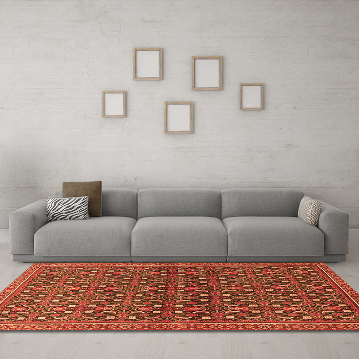 Machine Washable Persian Orange Traditional Area Rugs in a Living Room, wshtr4605org