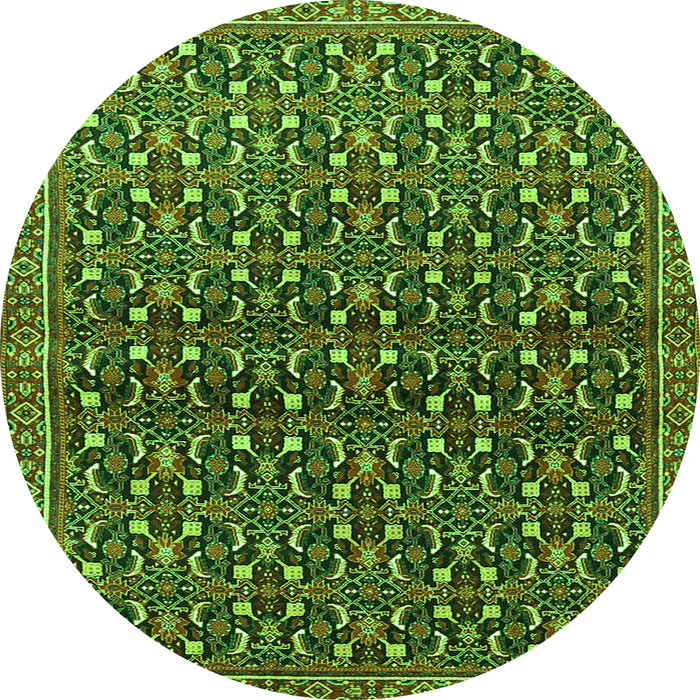 Square Persian Green Traditional Rug, tr4605grn