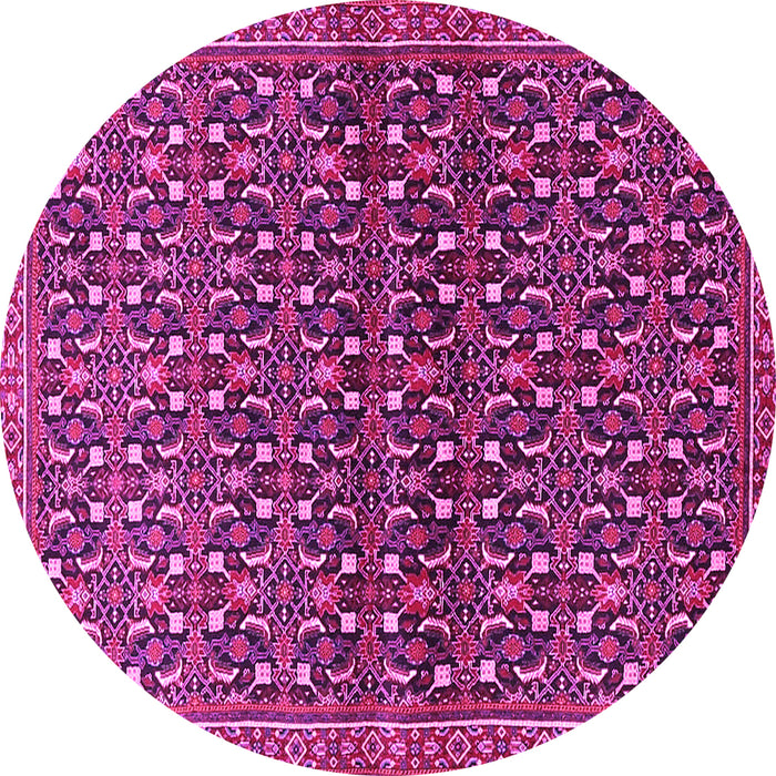 Round Machine Washable Persian Pink Traditional Rug, wshtr4605pnk