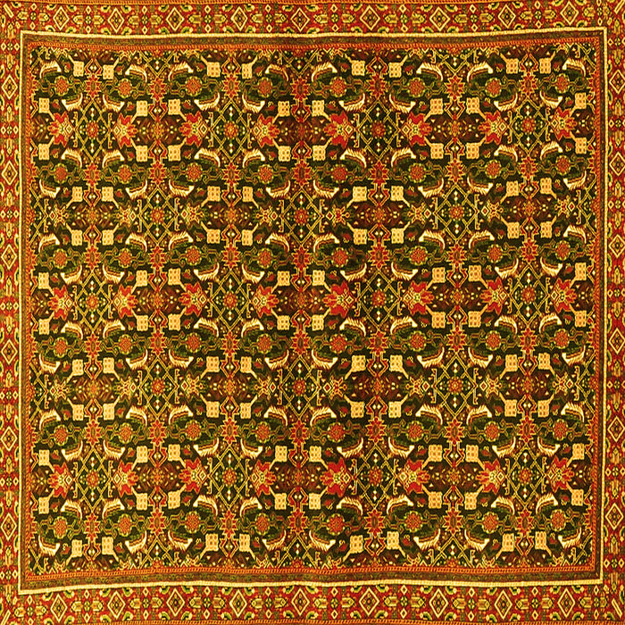 Square Machine Washable Persian Yellow Traditional Rug, wshtr4605yw