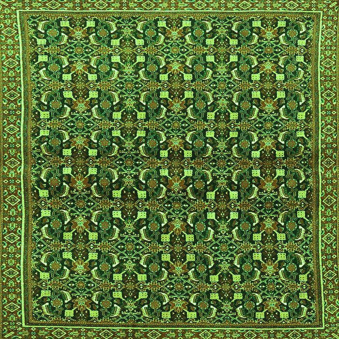 Round Machine Washable Persian Green Traditional Area Rugs, wshtr4605grn