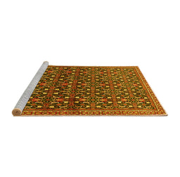 Sideview of Machine Washable Persian Yellow Traditional Rug, wshtr4605yw