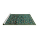 Sideview of Machine Washable Persian Turquoise Traditional Area Rugs, wshtr4605turq