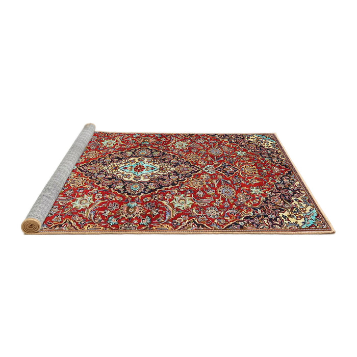 Sideview of Machine Washable Traditional Tomato Red Rug, wshtr4606