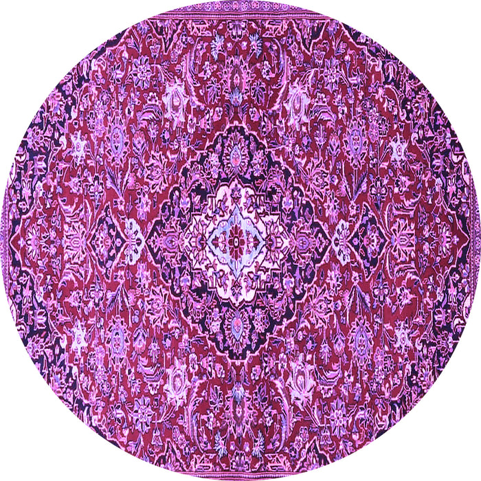 Round Machine Washable Persian Purple Traditional Area Rugs, wshtr4606pur