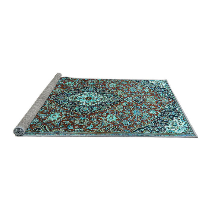 Sideview of Machine Washable Persian Light Blue Traditional Rug, wshtr4606lblu