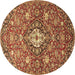 Round Persian Brown Traditional Rug, tr4606brn