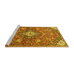 Sideview of Machine Washable Persian Yellow Traditional Rug, wshtr4606yw