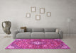 Machine Washable Persian Pink Traditional Rug in a Living Room, wshtr4606pnk