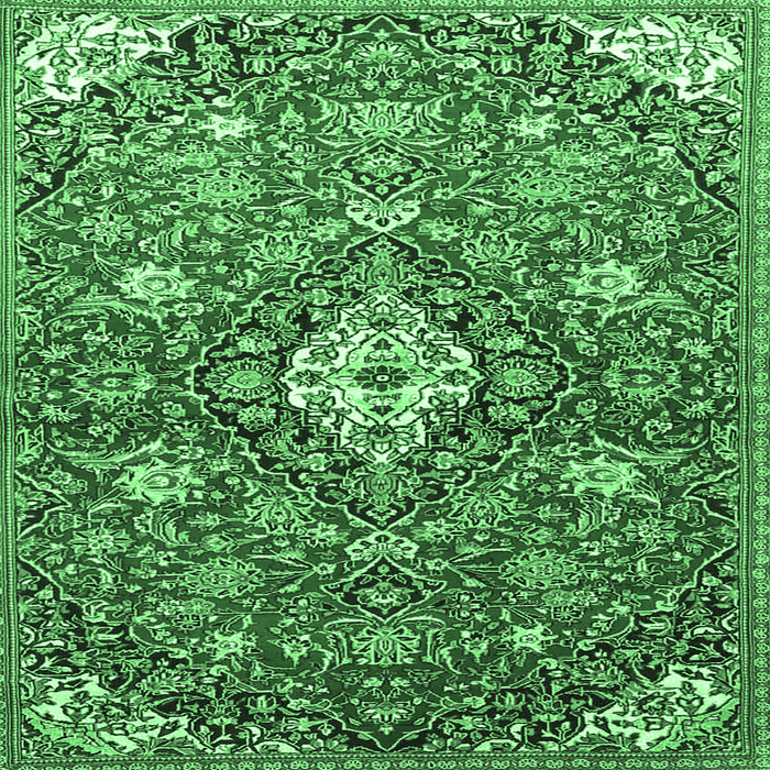 Square Machine Washable Persian Emerald Green Traditional Area Rugs, wshtr4606emgrn