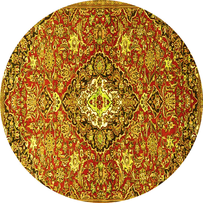 Round Persian Yellow Traditional Rug, tr4606yw