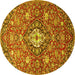 Round Persian Yellow Traditional Rug, tr4606yw