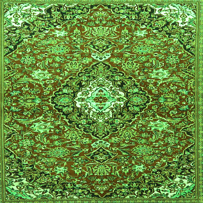 Round Machine Washable Persian Green Traditional Area Rugs, wshtr4606grn