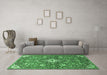 Machine Washable Persian Emerald Green Traditional Area Rugs in a Living Room,, wshtr4606emgrn