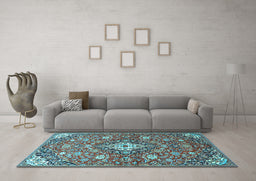 Machine Washable Persian Light Blue Traditional Rug in a Living Room, wshtr4606lblu