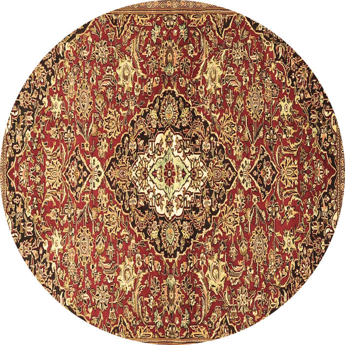 Round Machine Washable Persian Brown Traditional Rug, wshtr4606brn