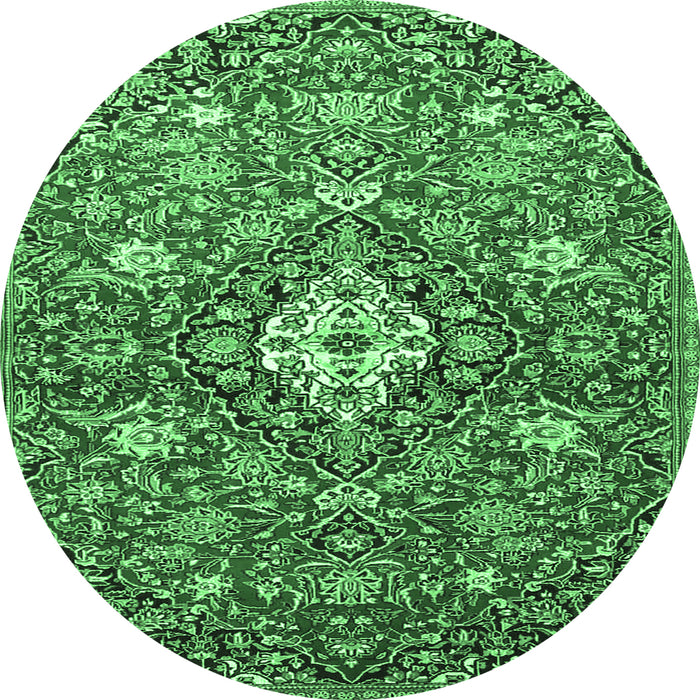 Round Persian Emerald Green Traditional Rug, tr4606emgrn