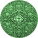 Round Persian Emerald Green Traditional Rug, tr4606emgrn