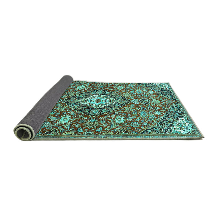 Sideview of Persian Turquoise Traditional Rug, tr4606turq