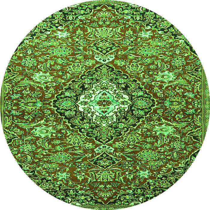 Square Persian Green Traditional Rug, tr4606grn