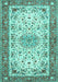 Machine Washable Persian Turquoise Traditional Area Rugs, wshtr4607turq