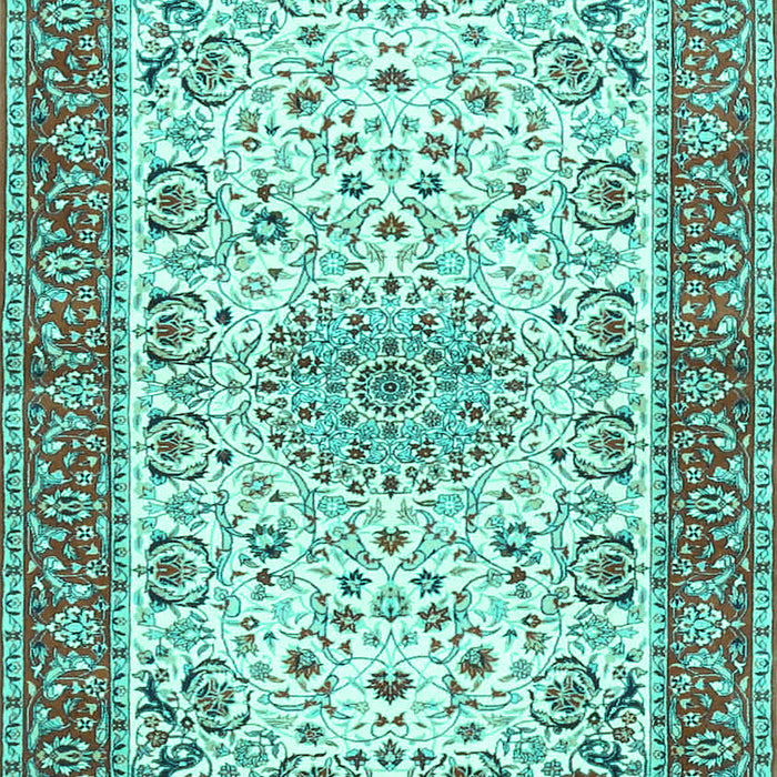 Machine Washable Persian Turquoise Traditional Area Rugs, wshtr4607turq