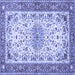 Square Machine Washable Persian Blue Traditional Rug, wshtr4607blu