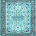 Square Machine Washable Persian Light Blue Traditional Rug, wshtr4607lblu