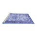 Sideview of Machine Washable Persian Blue Traditional Rug, wshtr4607blu