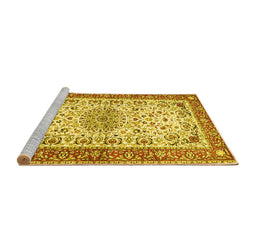 Sideview of Machine Washable Persian Yellow Traditional Rug, wshtr4607yw