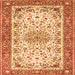 Round Machine Washable Persian Orange Traditional Area Rugs, wshtr4607org