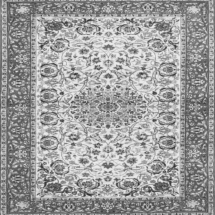 Round Machine Washable Persian Gray Traditional Rug, wshtr4607gry