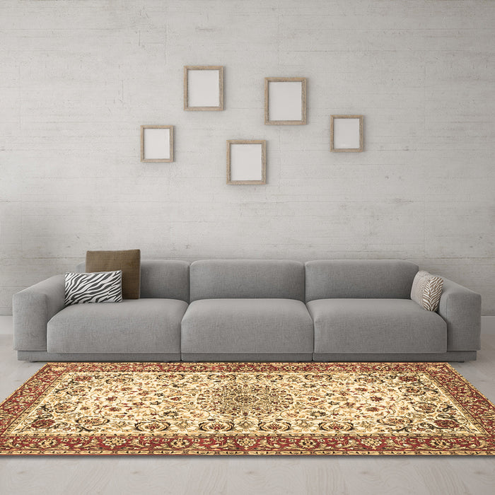 Machine Washable Persian Brown Traditional Rug in a Living Room,, wshtr4607brn