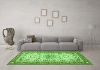 Machine Washable Persian Green Traditional Rug, wshtr4607grn