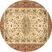 Round Persian Brown Traditional Rug, tr4607brn