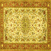 Square Machine Washable Persian Yellow Traditional Rug, wshtr4607yw