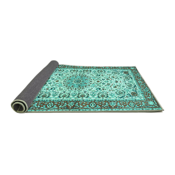 Sideview of Persian Turquoise Traditional Rug, tr4607turq