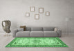 Machine Washable Persian Emerald Green Traditional Area Rugs in a Living Room,, wshtr4607emgrn