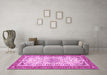 Machine Washable Persian Pink Traditional Rug in a Living Room, wshtr4607pnk