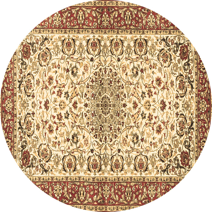Round Machine Washable Persian Brown Traditional Rug, wshtr4607brn