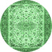 Round Persian Emerald Green Traditional Rug, tr4607emgrn