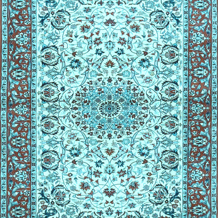 Machine Washable Persian Light Blue Traditional Rug, wshtr4607lblu