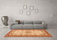 Machine Washable Persian Orange Traditional Rug, wshtr4607org