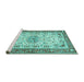 Sideview of Machine Washable Persian Turquoise Traditional Area Rugs, wshtr4607turq