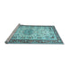 Sideview of Machine Washable Persian Light Blue Traditional Rug, wshtr4607lblu