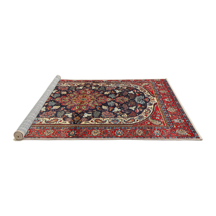 Sideview of Machine Washable Traditional Saffron Red Rug, wshtr4608