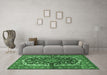 Machine Washable Persian Emerald Green Traditional Area Rugs in a Living Room,, wshtr4608emgrn